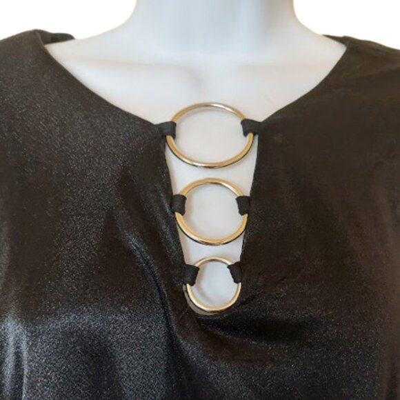 Black Top Gauzy Top Size Medium NEW NWT - Picture 2 of 4